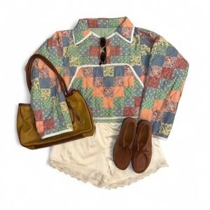 vtg retro upcycled handmade quilted jacket boho cottagecore